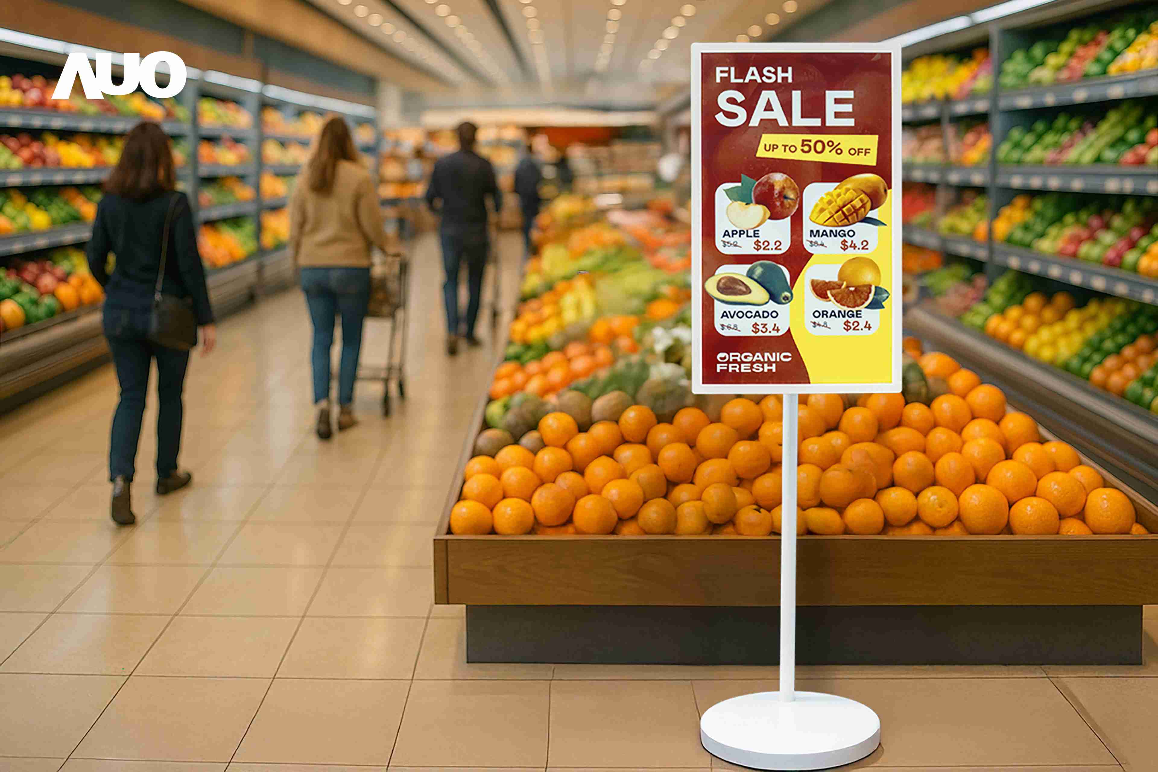 达擎首亮相低功耗、、全彩的〝aecoPost电子纸解决方案〞，，，，仅在更新画面时需要微量的电力驱动，，无需布建电线的便捷设计，，，使其可灵活应用、、、、随意置放，，，并可透过云端或行动装置app，，轻松管理及排程广告内容，，，晋升店头营销利器。。。。